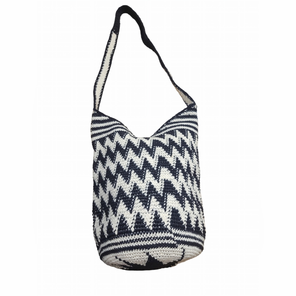 STELLA 9 ANTHROPOLOGIE BUCKET BAG PURSE WOMENS BOHEMIAN CROCHET HOBO GUATEMALAN - Picture 6 of 14